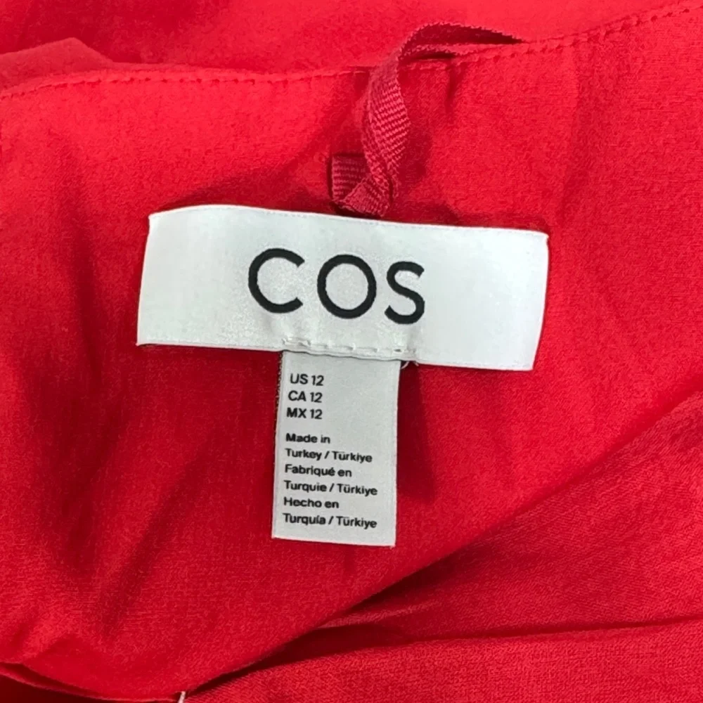 COS Gathered-Waist Midi Dress Red Bright Sleeveless Size 12 NWOT - Picture 12 of 14